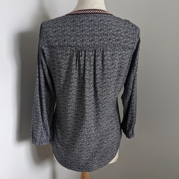 ANTHROPOLOGIE Daniel Rainn Bohemian Tunic Blouse Tassels in Black and White S - Picture 9 of 13